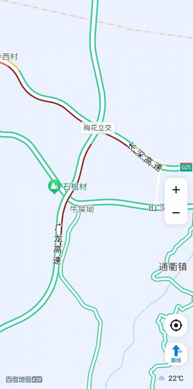 广龙高速河源市龙川县通衢镇至梅花立交路段。