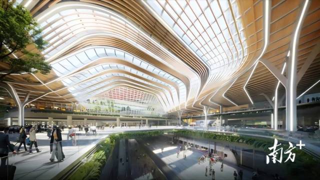 西丽高铁枢纽(规划效果图)。图源:中铁第四勘察设计院集团