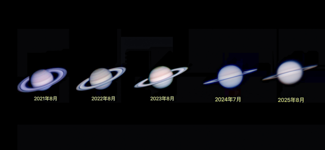 土星近五年光环倾角的变化 何毅 拍摄 土星近五年光环倾角的变化 何毅 拍摄